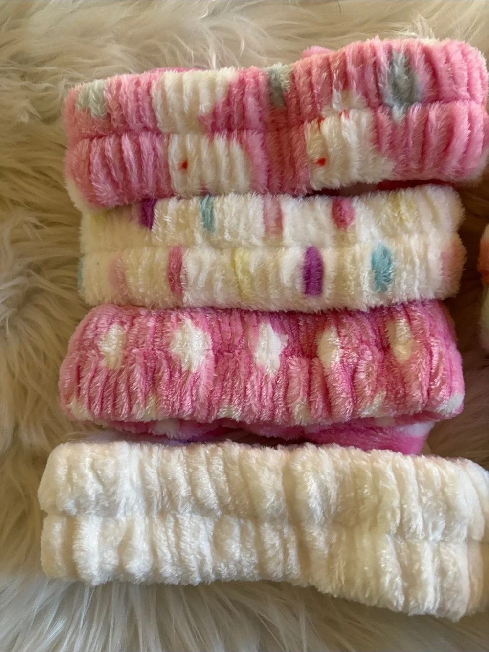 New set of 8 Multi-Colored Plush Bow Headbands.